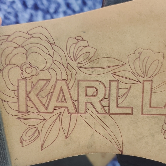 Karl Lagerfeld Elegant Black Slides Upper Leather Size 8.5 - Picture 8 of 16